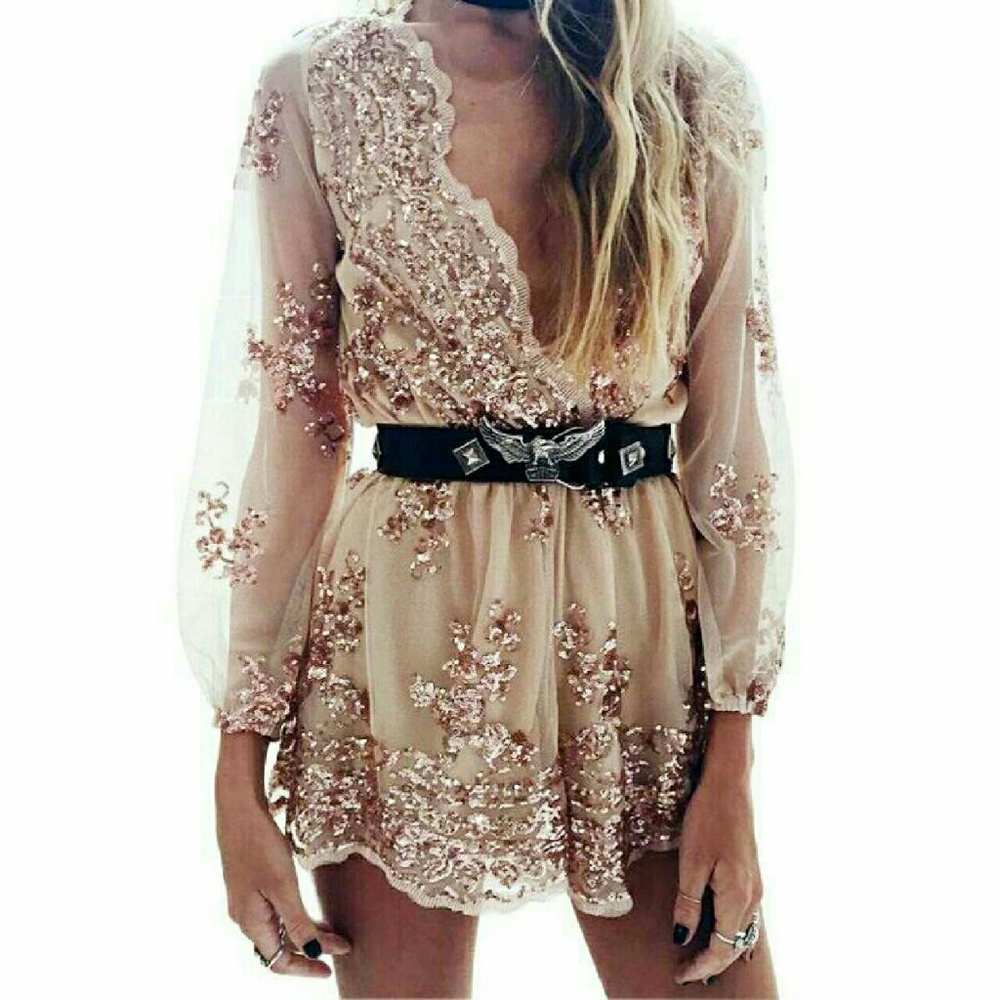 Sexy jumpsuit rose gold